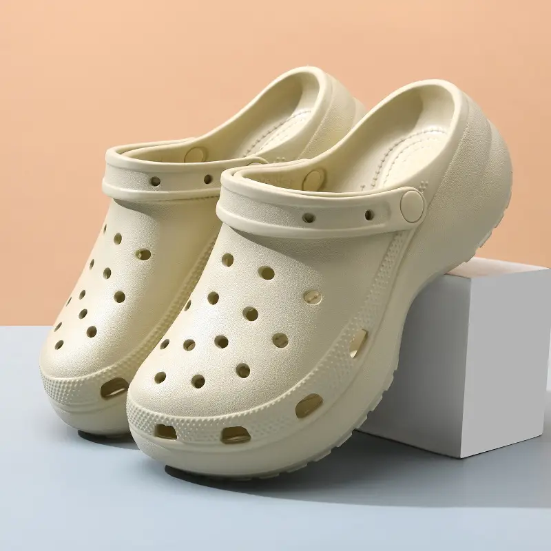 Baotou Hole Shoes Women's Summer Thick Sole Height-increasing Slippers for Outer Wear Beach Breathable Non-slip Wear-resistant Non-smelly Feet Sandals - Image 3