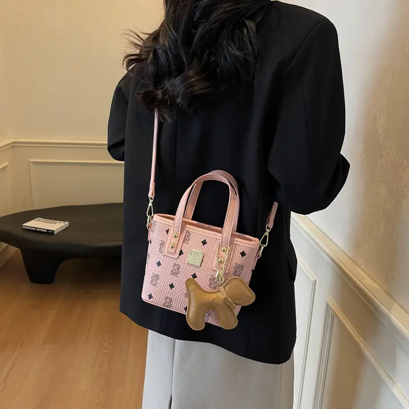 Pink Furry Bear Crossbody Bag for Women