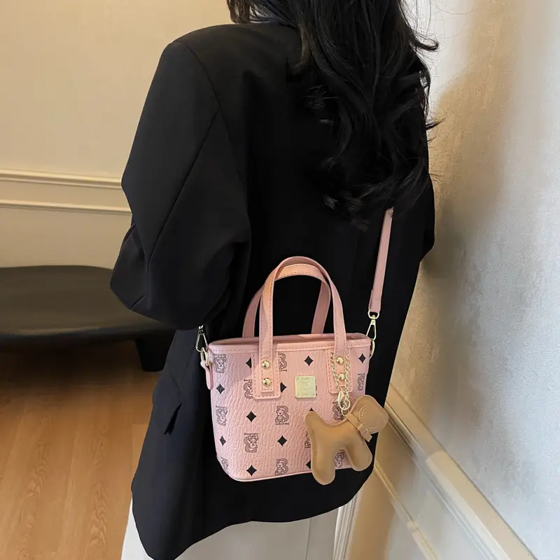 Pink Furry Bear Crossbody Bag for Women