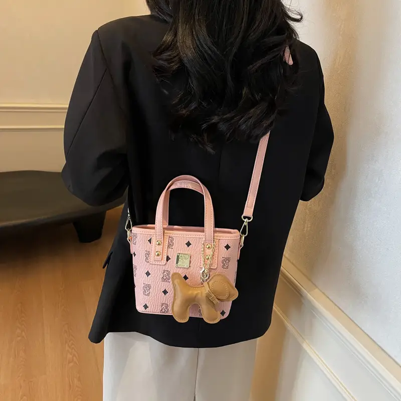 Pink Furry Bear Crossbody Bag for Women