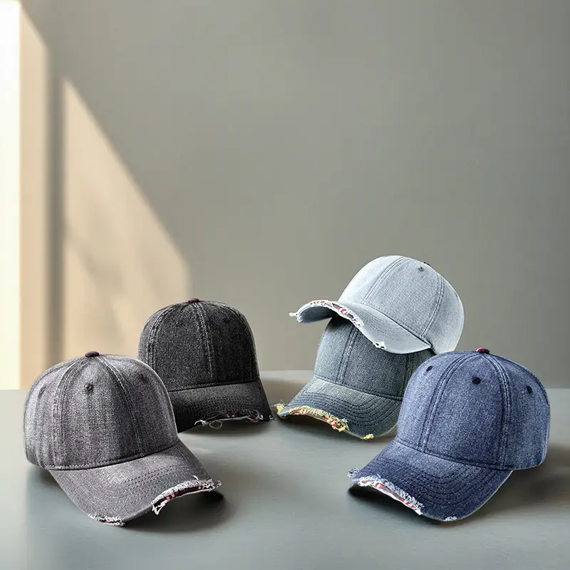 Men's Grey Washed Baseball Cap with Frayed Edge - Image 7