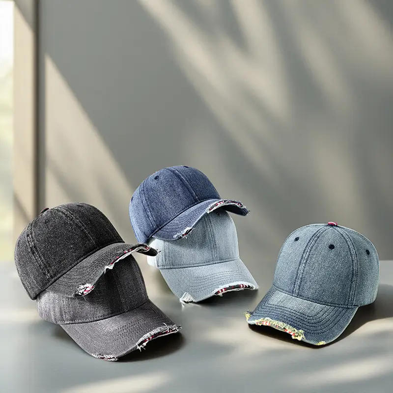 Men's Grey Washed Baseball Cap with Frayed Edge - Image 8