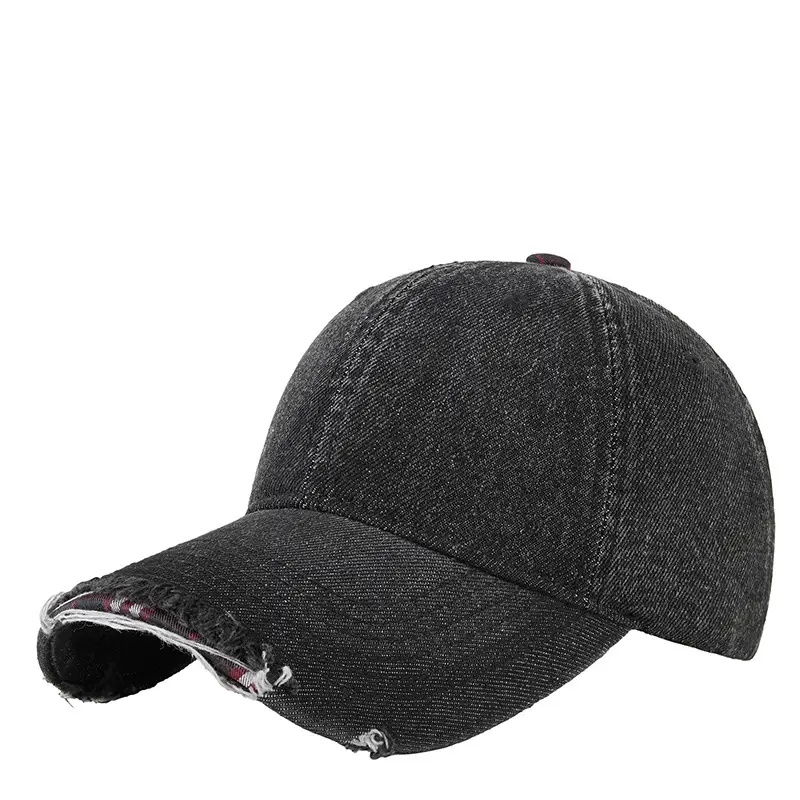 Men's Grey Washed Baseball Cap with Frayed Edge - Image 10