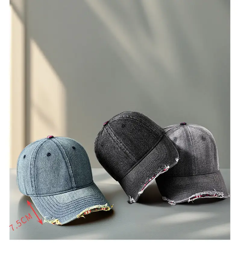 Men's Grey Washed Baseball Cap with Frayed Edge — feature 13