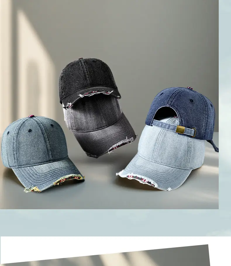 Men's Grey Washed Baseball Cap with Frayed Edge — feature 17