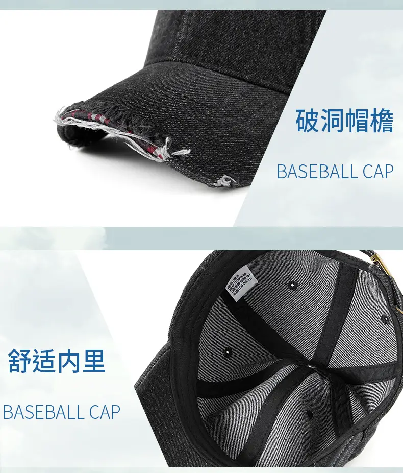 Men's Grey Washed Baseball Cap with Frayed Edge — feature 27