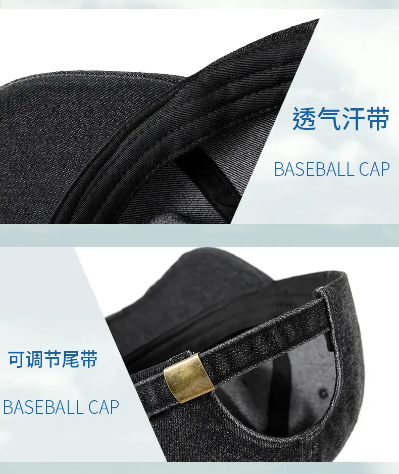 Men's Grey Washed Baseball Cap with Frayed Edge — feature 28