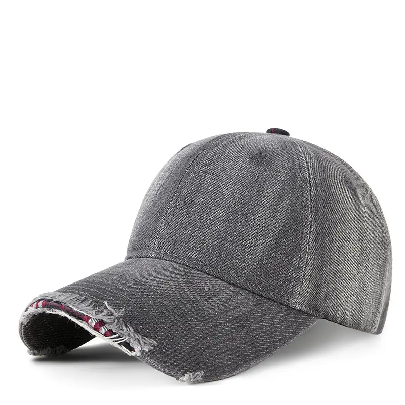 Men's Grey Washed Baseball Cap with Frayed Edge - Image 2
