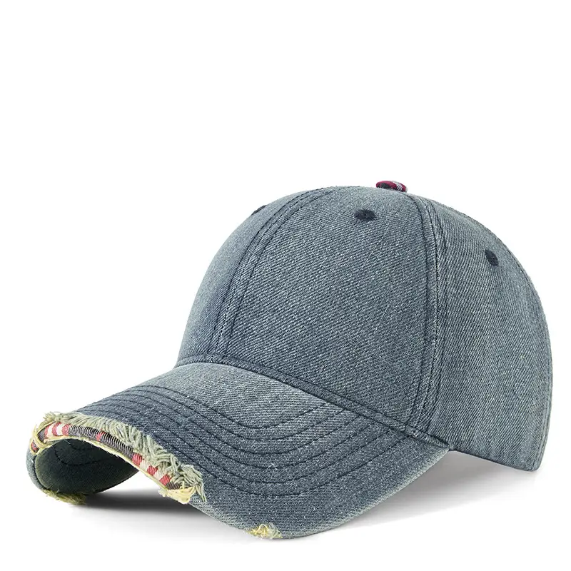 Men's Grey Washed Baseball Cap with Frayed Edge - Image 4