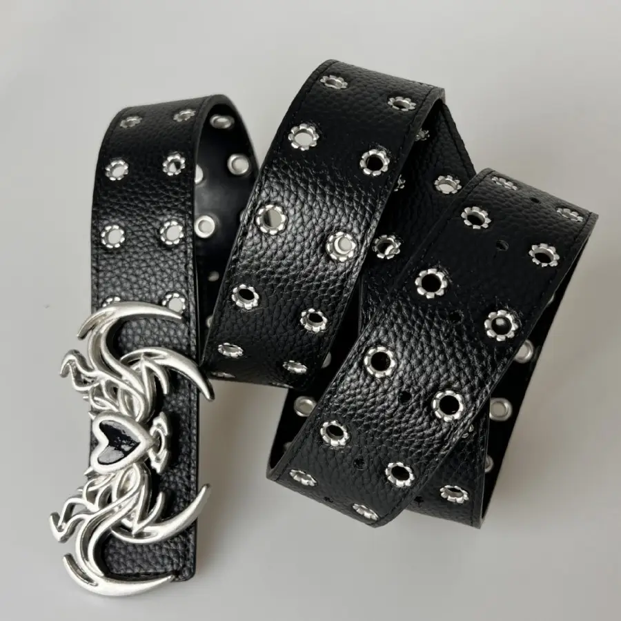 Black Special Shape Buckle Belt for Men Women - Image 5