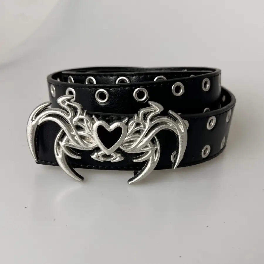 Black Special Shape Buckle Belt for Men Women - Image 6