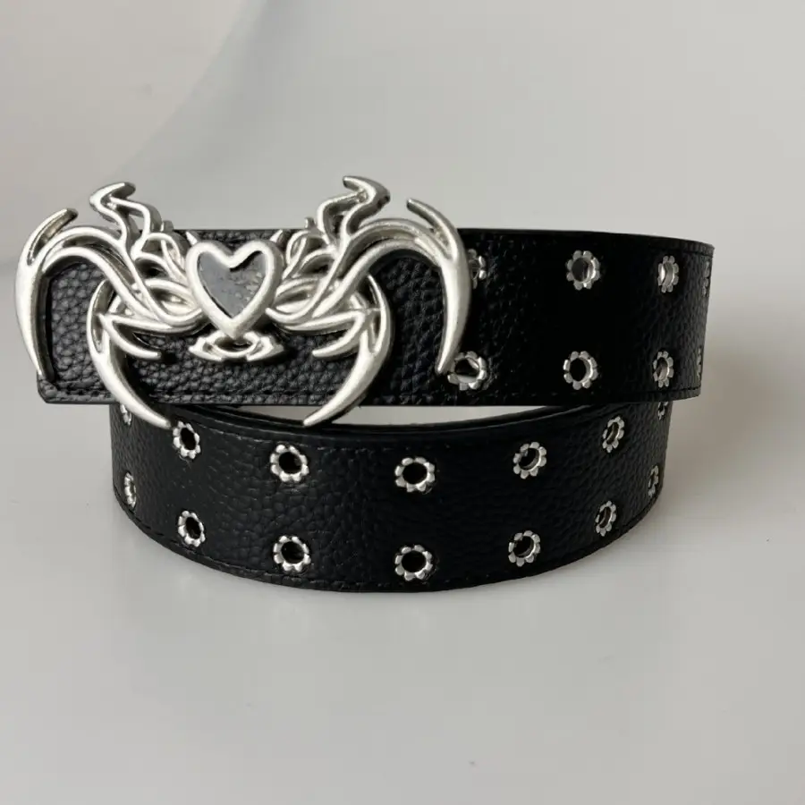 Black Special Shape Buckle Belt for Men Women - Image 7