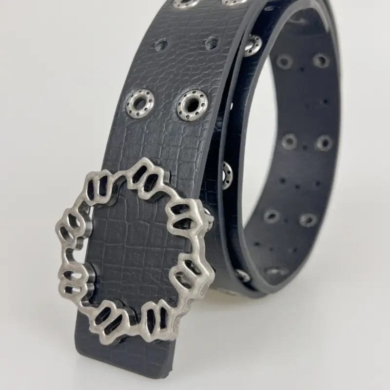Black Special Shape Buckle Belt for Men Women - Image 2