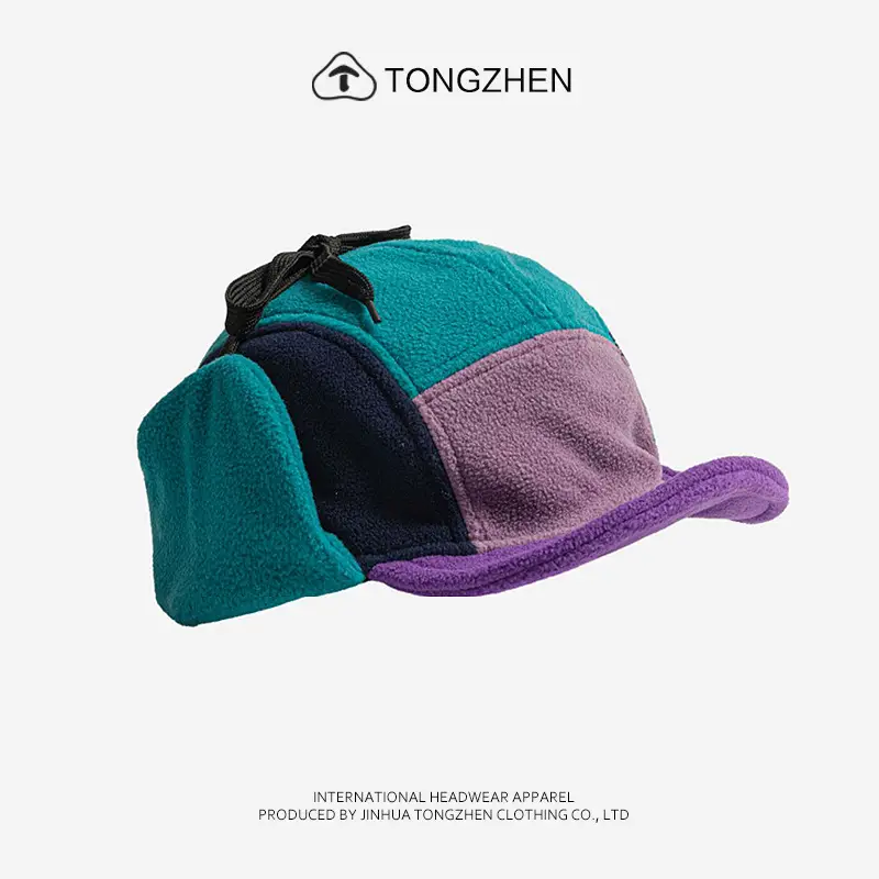Men Wool Ear Protection Cap Black Cold Proof - Image 2