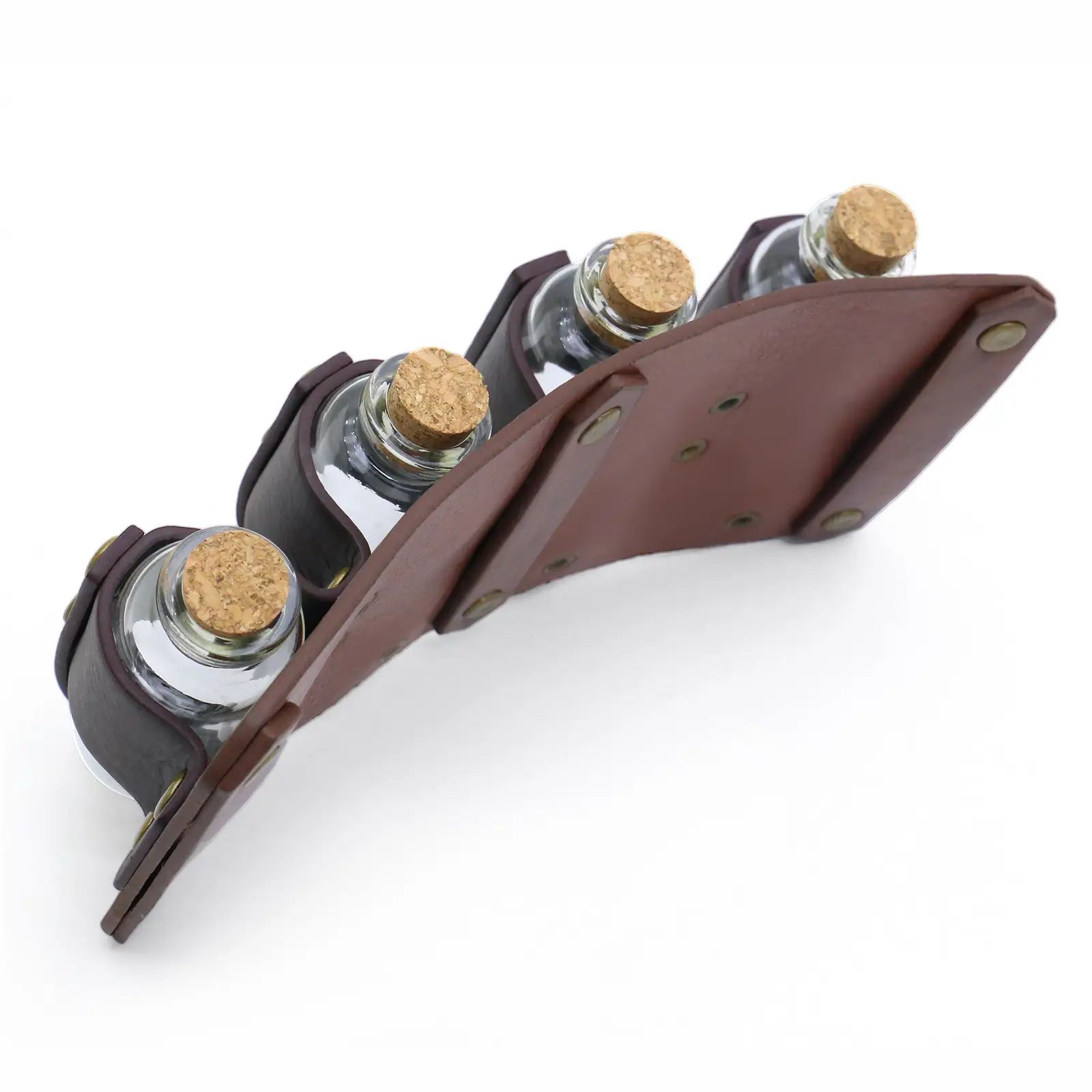 Viking Medieval Leather Belt with Four Bottle Design - Image 5