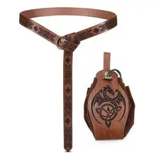 Viking Medieval Leather Belt with Four Bottle Design — feature 3