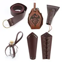 Viking Medieval Leather Belt with Four Bottle Design — feature 5