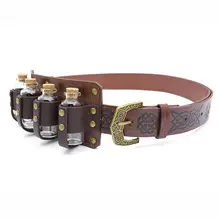 Viking Medieval Leather Belt with Four Bottle Design — feature 8