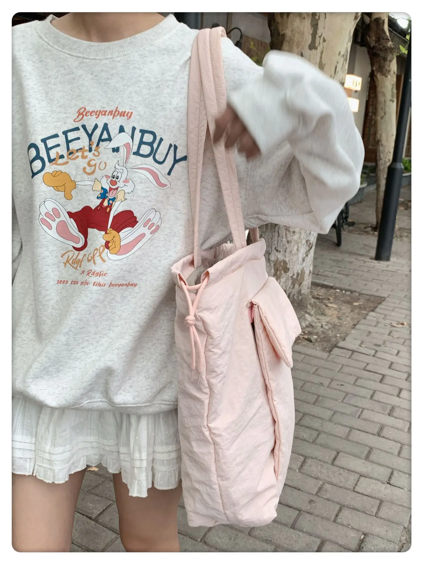Light Blue Drawstring Tote Bag for Students — feature 30