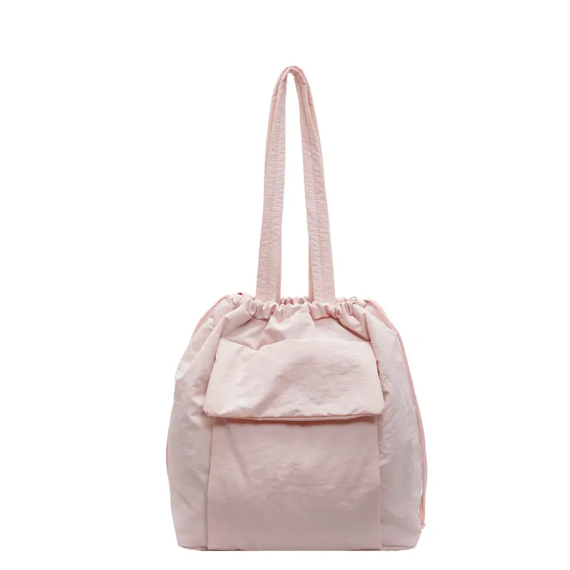 Light Blue Drawstring Tote Bag for Students - Image 2