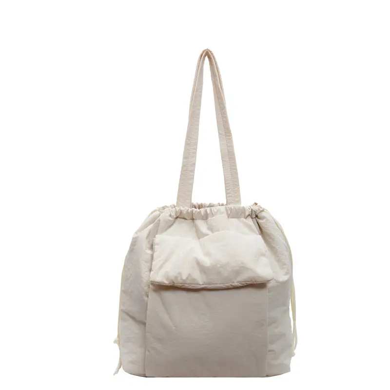 Light Blue Drawstring Tote Bag for Students - Image 3
