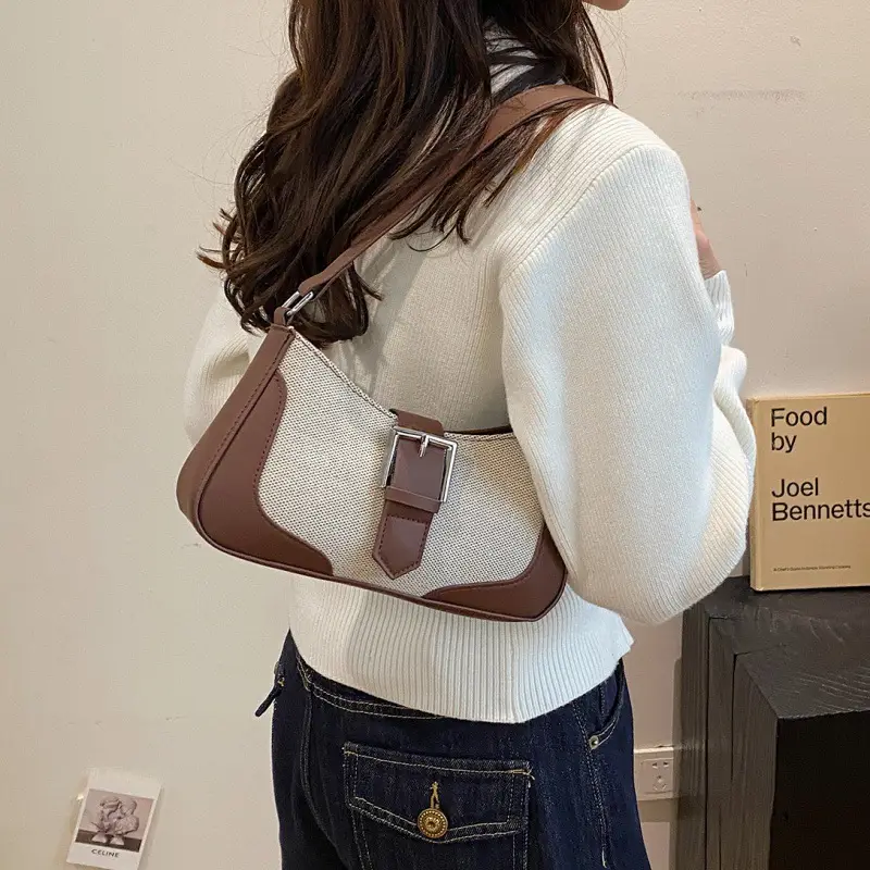 2024 Winter Shoulder Crossbody Bag Grey Beige Embroidered - Image 6