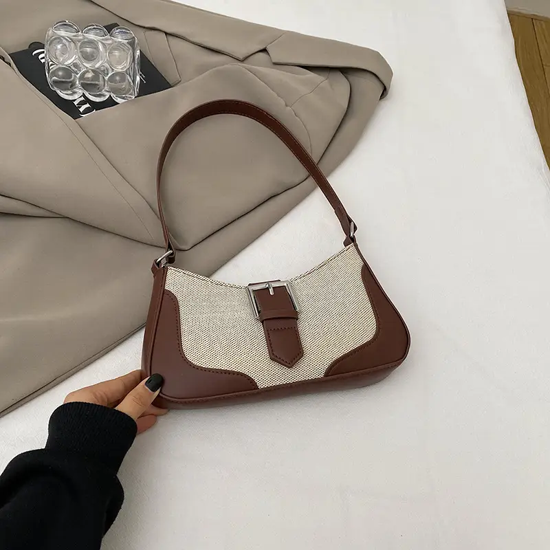 2024 Winter Shoulder Crossbody Bag Grey Beige Embroidered - Image 3