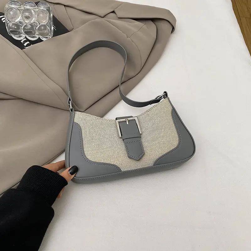 2024 Winter Shoulder Crossbody Bag Grey Beige Embroidered - Image 4