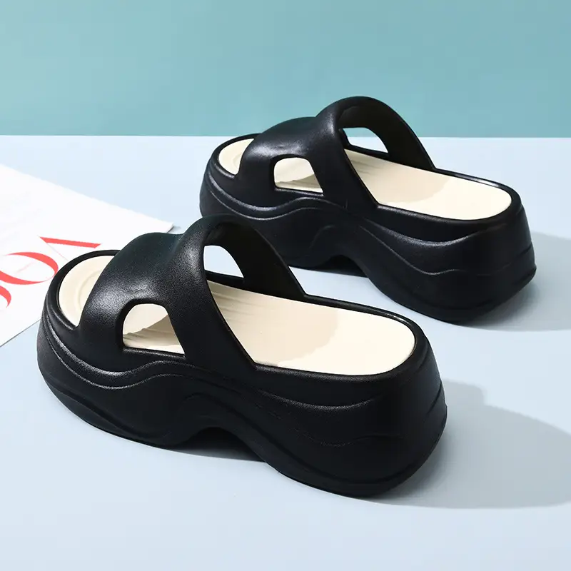 Thick-soled slippers for women's outdoor wear heightening light soft wavy slipper indoor non-slip wear-resistant breathable sandals