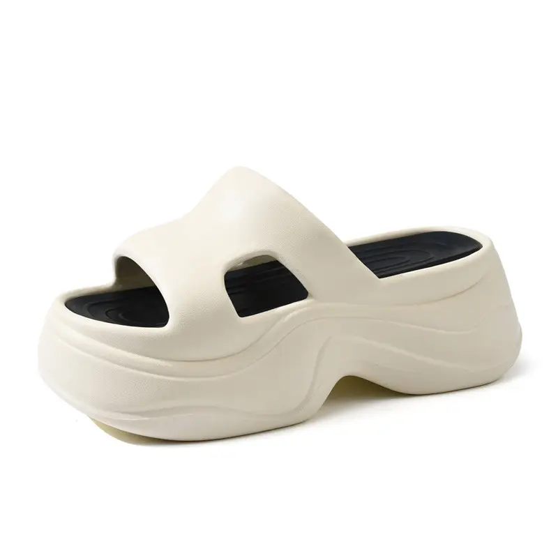 Thick-soled slippers for women's outdoor wear heightening light soft wavy slipper indoor non-slip wear-resistant breathable sandals