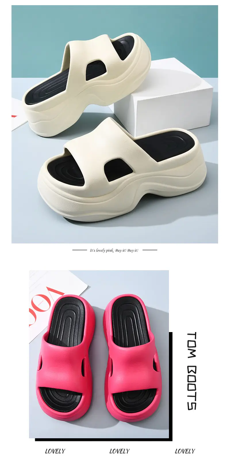 Thick-soled slippers for women's outdoor wear heightening light soft wavy slipper indoor non-slip wear-resistant breathable sandals — feature 5