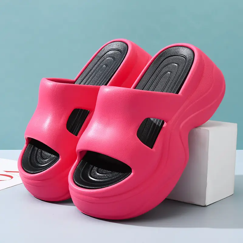 Thick-soled slippers for women's outdoor wear heightening light soft wavy slipper indoor non-slip wear-resistant breathable sandals