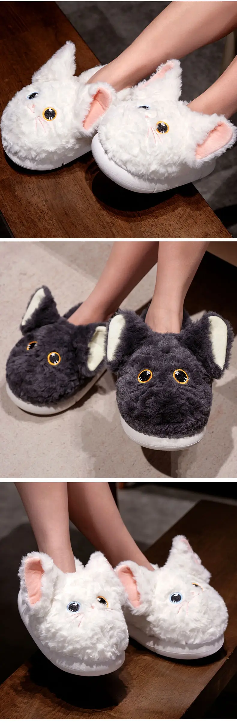 Devon Curly Cat Autumn and Winter Indoor Home Couple Cute Cartoon Ins Student Warm Plush Thick-soled Cotton Shoes — feature 12