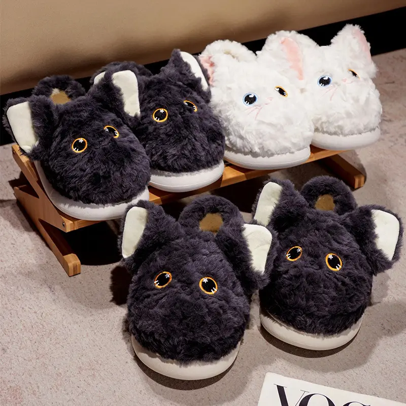 Devon Curly Cat Autumn and Winter Indoor Home Couple Cute Cartoon Ins Student Warm Plush Thick-soled Cotton Shoes — feature 15