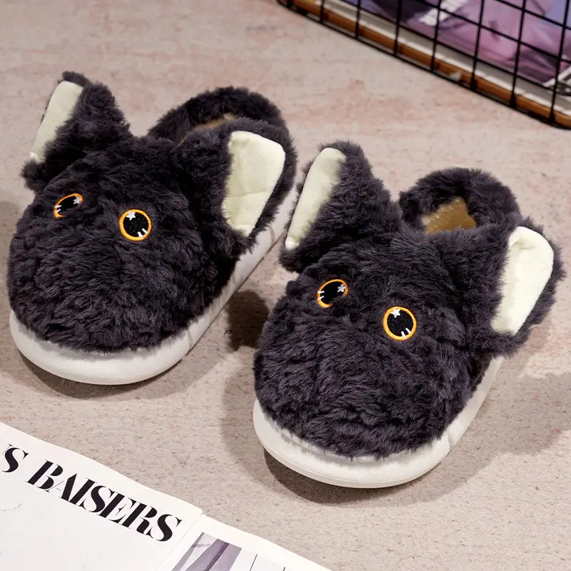 Devon Curly Cat Autumn and Winter Indoor Home Couple Cute Cartoon Ins Student Warm Plush Thick-soled Cotton Shoes - Image 2