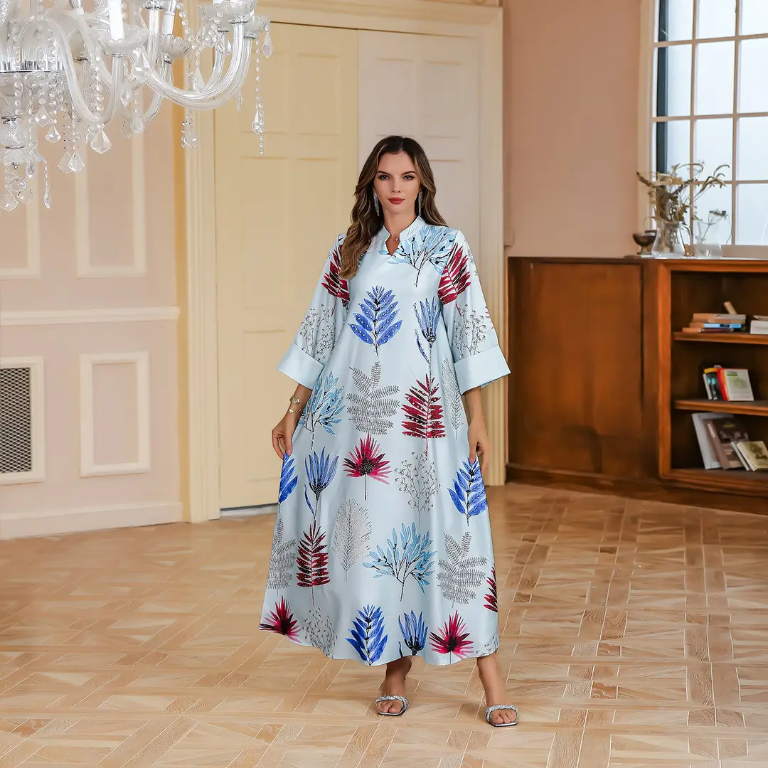 Hot-Selling Foreign Trade Fashion Dress in Stock, Rhinestone Printed Long Dress, Wholesale Foreign Trade Long Dress with Large Hem