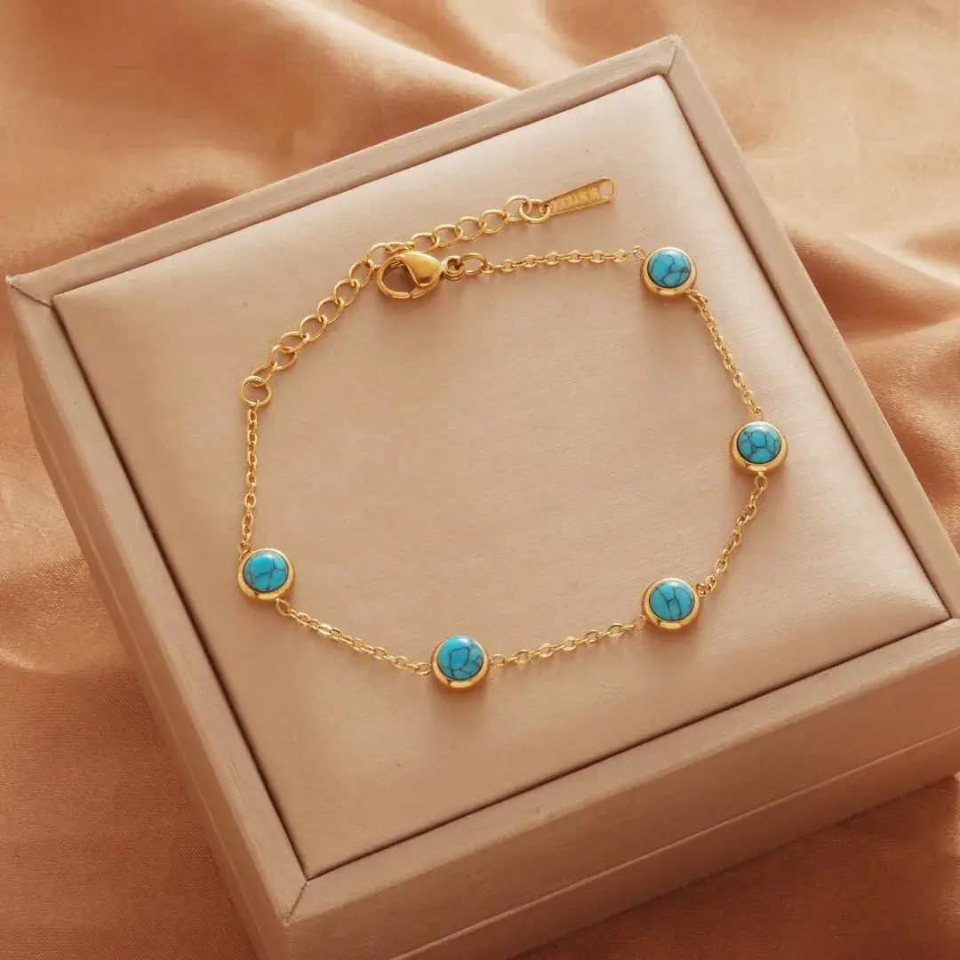 Titanium Blue Turquoise Earrings Necklace Bracelet Set