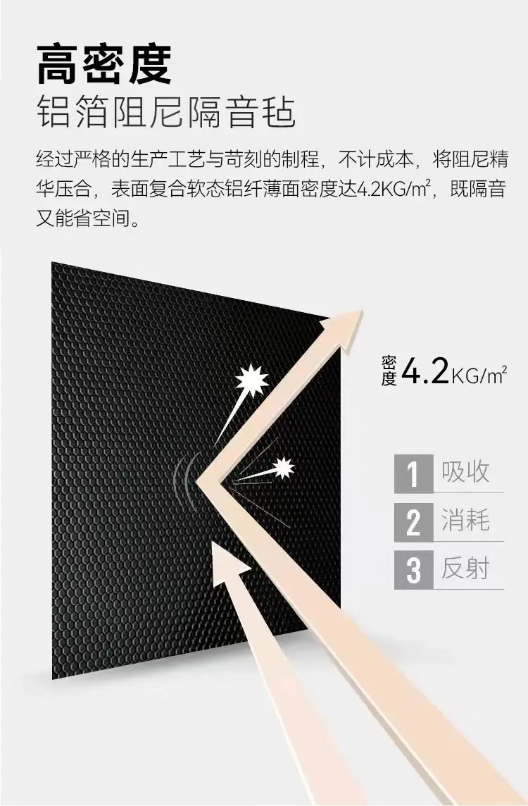 Environmental protection self-adhesive damping sound insulation felt E1 home decoration sound insulation material ceiling wall ground sound insulation blanket self-adhesive sound insulation felt — feature 5