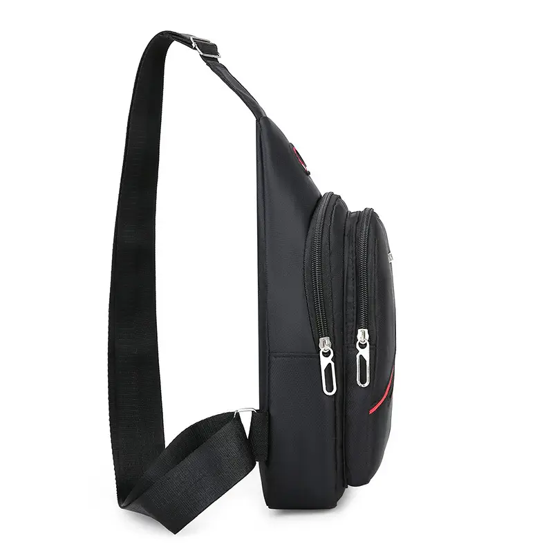 Men's Black Crossbody Bag with Red Stripe - Image 11