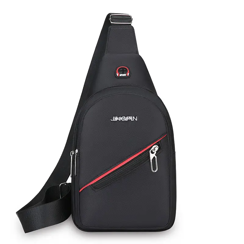 Men's Black Crossbody Bag with Red Stripe - Image 2
