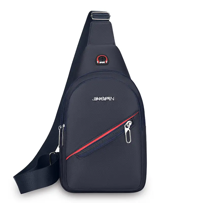 Men's Black Crossbody Bag with Red Stripe - Image 4