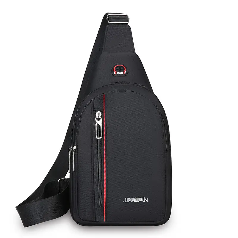 Men's Black Crossbody Bag with Red Stripe - Image 6