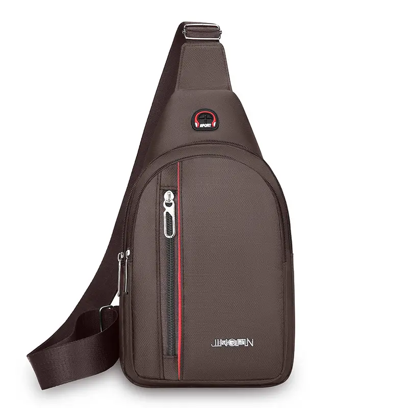 Men's Black Crossbody Bag with Red Stripe - Image 7
