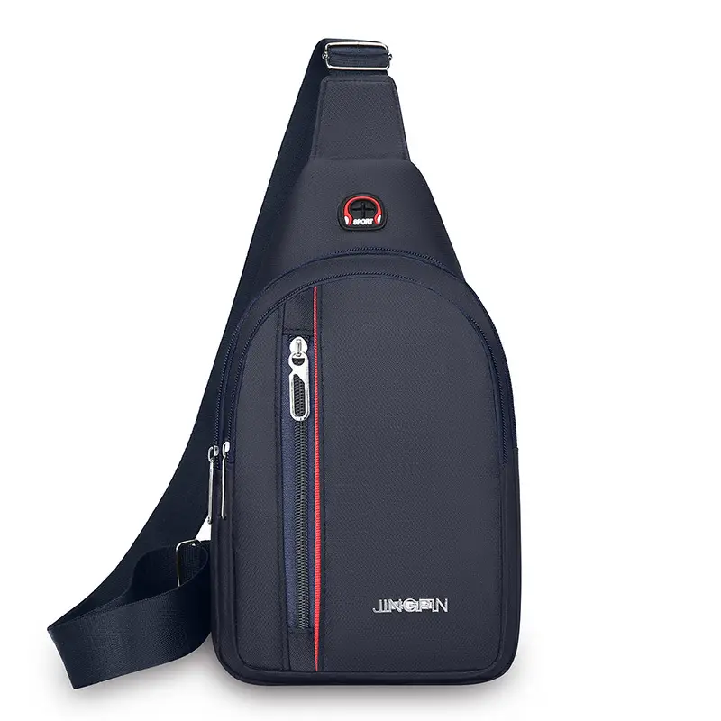 Men's Black Crossbody Bag with Red Stripe - Image 8