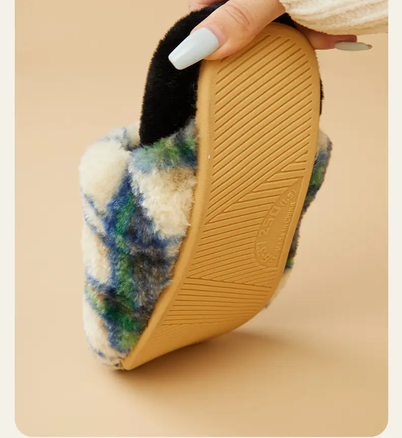 Nanbo Wan cotton slippers women's autumn and winter retro plaid home indoor warm soft bottom non-slip couple cotton slippers wholesale — feature 8