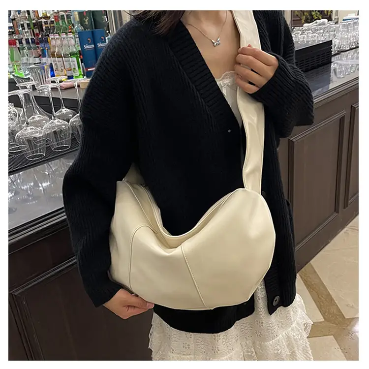 Brown Leather Crossbody Bag with Ruched Handle — feature 26