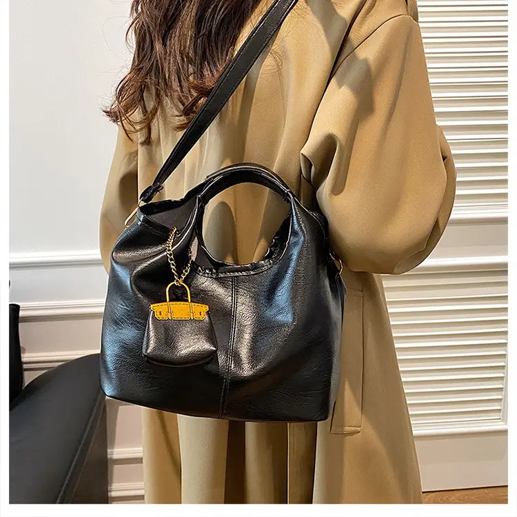 Women Retro Soft Leather Tote Bag Brown Black Black — feature 21