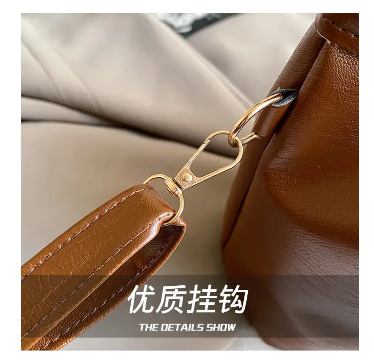 Women Retro Soft Leather Tote Bag Brown Black Black — feature 4