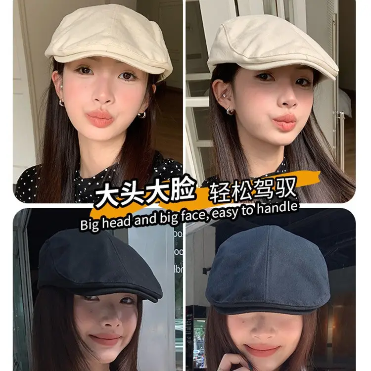 Black British Style Reversible Beret for Women - Image 5