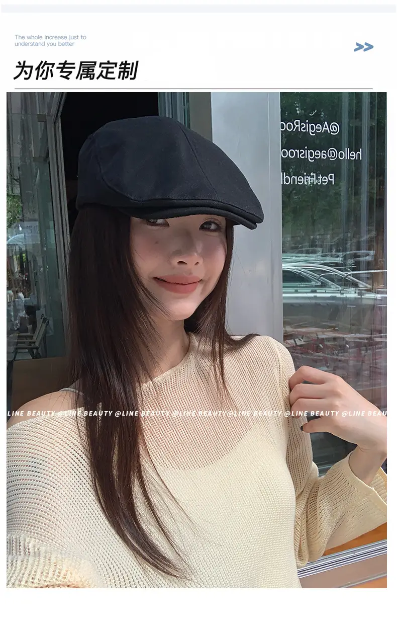 Black British Style Reversible Beret for Women — feature 14